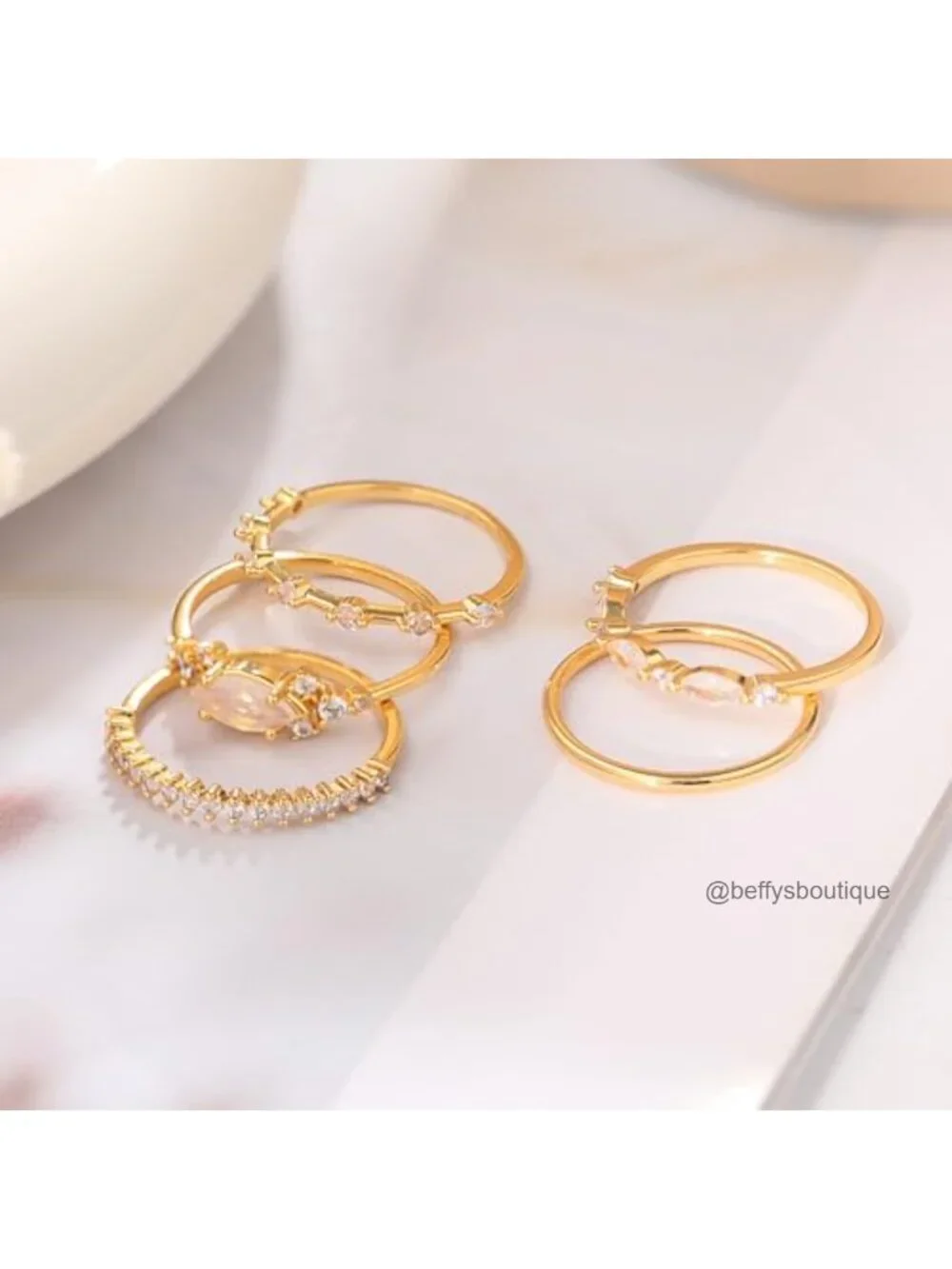 18K Gold Plated Stackable Rings Set for Women CZ Wedding Band Promise Ring Size